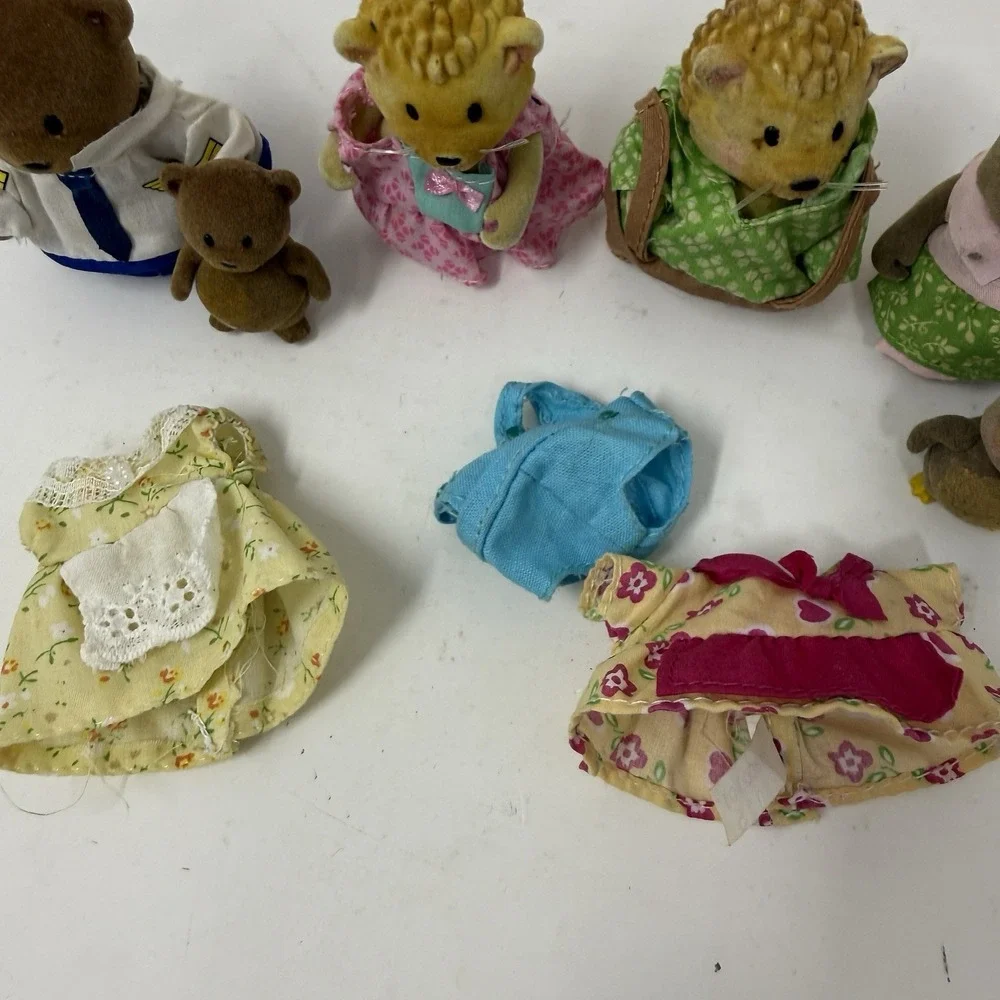 Lil Woodzeez Family Dolls Animal Figures - Bear Owl Bunny Hedgehog Lot Of 7